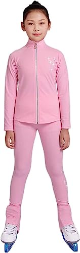 Exercício Correndo Calças de patinação no gelo para meninas, calças de prática de patinação com stra