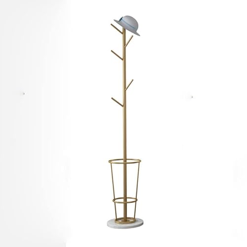 YEstge Perchero de Metal, Perchero de Pie con Paragüero, 6 Ganchos Y Base Sólida para Pasillo, Salón Y Dormitorio