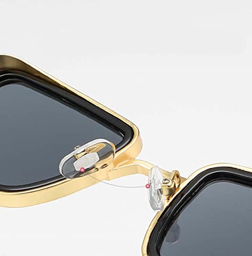 XINXIN Men's Retro Square Punk Sunglasses, Outdoor Vacation Sunshade Glasses (Color : C, Size : Medium)4