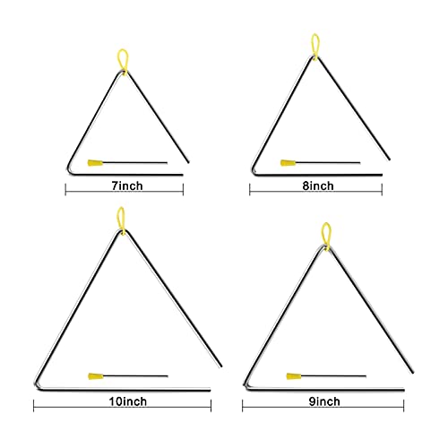 image for EASTROCK Triangle Instrument 4 Packs 7 8 9 10 Inch Percussion Instrume