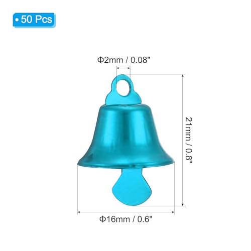 PATIKIL Mini Craft Bells, 50 Pcs Jingle Bells 0.6" Metal Hanging Bells for DIY Party Wedding Home Decoration Christmas, Blue - Image 2