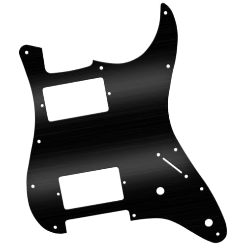 11-Hole HH Humbucker Pickguard for Fender Stratocaster (US/Mexico) - Metal Scratchplate with Modern Cut for 2-Humbucker Electric Guitars (Black)