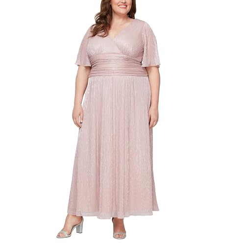 Image of S.L. Fashions Women's Long A-line Mother of The Bride Dress with Ruched Waist (Plus Size)