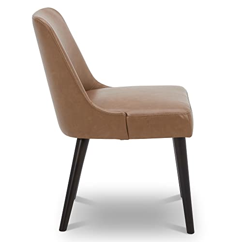 Chita Mid-Century Modern Dining Chair, Upholstered Fabric Accent Chairs, Set Of 2, Retro Brown In Pu Leather #TOP1