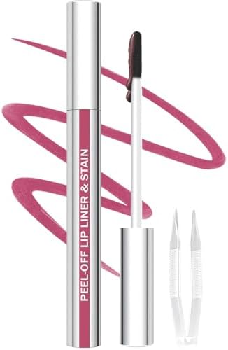 Lip Liner Stain Peel Off with Tweezer, Long Lasting Matte Lip Lipstick Tint Tattoo, Highly Pigmented Color Lip Liners Makeup, Waterproof, Transfer-proof Lipstain for Women, for All Skin Types, Mauve
