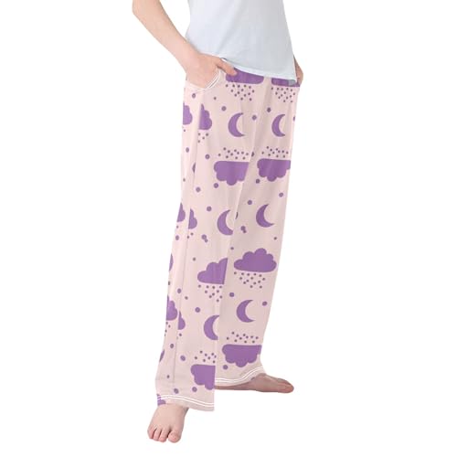 Pajama Pants Long Track Pants Moon Clouds Rain Dots Sweatpants Athletic for 6-14 Years2