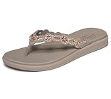 Skechers Women's Meditation Luxe - Rhinestone Laser Cut Trainers, Taupe, 6 UK