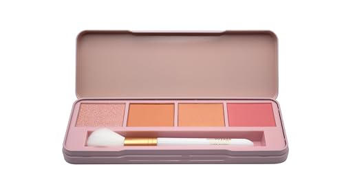 bonvoyage Essentials Radiant, paleta de rosto com coloretes em pó, iluminador e pincel, kit de maquilhagem portátil com tons mate e luminosos, difusor e versátil
