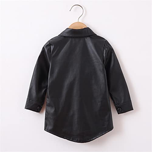 Toddler Girl Faux Leather Jackets Boy Long Jackets Outwear Lapel Collar Long Sleeve Biker Leather Jackets2