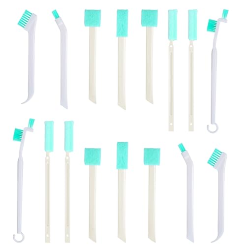16 Stück Multifunktionale Reinigungsbürste Set Kleine Reinigungsbürsten Fensterrillen Cleaning Brush Kleine Bürste Reinigung Flasche mit Schwamm Reinigungsbürsten für Küche Badezimmer