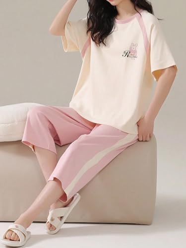 Image of Lymio Womens Korean Night Dress | Full Pyjama Set | Korean Nightsuit | Women Nightwear |Round Neck Full Sleeve Nightsuit | Loungewear | Everyday Nightdress (W-ND-1)