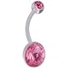 14Gauge 1.6mm 17.0mm Light Rose Crystal Flexible BioFlex belly navel button ring bar ACGF Piercing