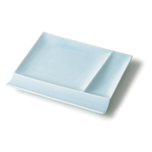 美濃焼 miyama 深山 皿 プレート 仕切り パレット皿 M 17×14.5cm 電子レンジ 食洗機対応 「 isola イゾラ 」 青磁 ライトブルー 日本製 59-014-229