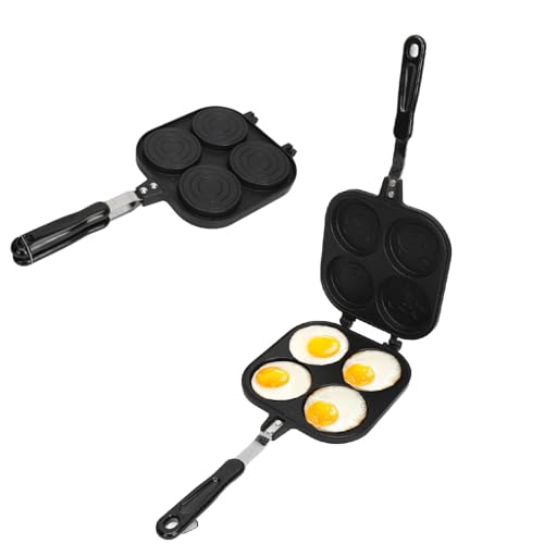 GOWENIC Double Sided Pancake Pan, Aluminum Alloy Non Stick Coating Pan for Waffles, Portable High Efficiency Pancake Pan for Outdoor Cooking Camping Picnics