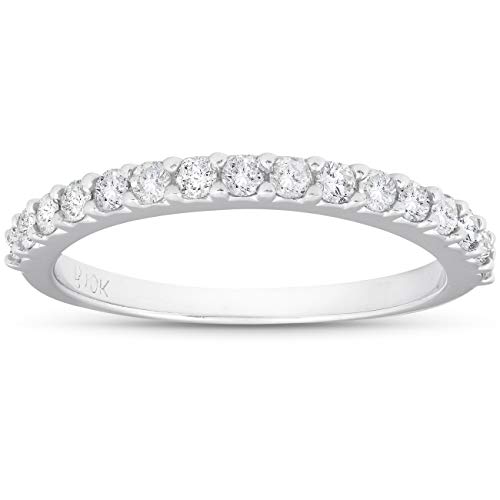 Pompeii 1/2ct Diamond Wedding Ring Stackable Womens Anniversary Band 10K White Gold