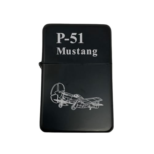 Encendedor con diseño P-51 Mustang Avión negro miniatura 1