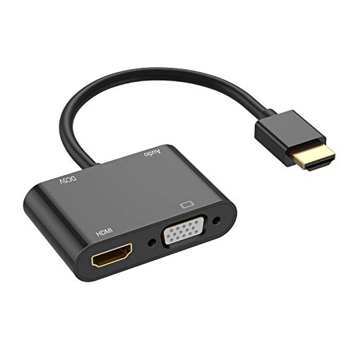 HDMI to VGA HDMI Adapter, Chosure HDMI Splitter 1 HDMI in VGA HDMI 2 Out (VGA HDMI Interface Display at The Same time), VGA to HDMI VGA Adapter for Computer, Desktop, Laptop, PC, Monitor, Projector