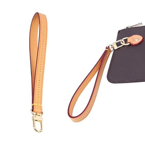 jiesinlov Purse Hand Wrist Strap,Vachetta Leather Replacement Wristlet Keychain Strap for Clutch Bag