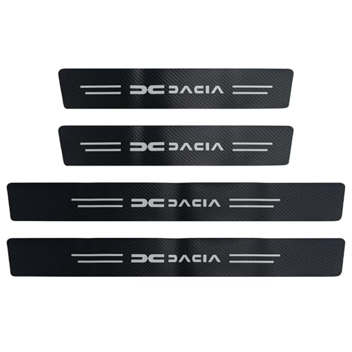 Ndier Lot de 4 seuils de portière en fibre de carbone, effet lumineux, pour Dacia Spring, Lodgy, Dokker, Duster, Logan, Sandero, Stepway, antidérapants, anti-rayures