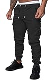 Cindeyar Hosen Herren Jogginghose Fitness Slim fit Hose Freizeithose Joggers Streetwear mit Taschen Reißverschluss(W Schwarz,XL