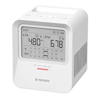X-Sense Radon Detector, Audible & Visual Alerts, One-Touch Reset, Stores Up to 99 Local Reports, with Temperature & Humidity Range Display, Long-Term Accurate Monitoring Up to 999 Days, Model XR0B-SR