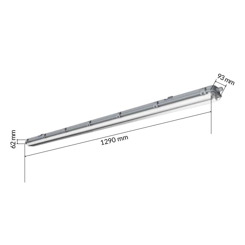 Silumen - Regleta impermeable de 120 cm doble para tubo LED T8 IP65 (boca vacía), color blanco