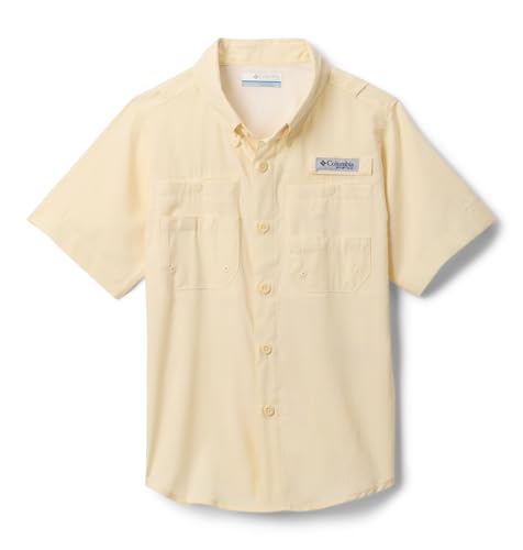 Columbia Boys PFG Tamiami Short Sleeve Shirt, Lemon Wash, Large