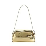 Fryloo Bolso De Hombro con Láser Diseñador Lujo para Mujer, Mano Elegante Plateado Asa Superior Uso Diario Informal-oro-26x14x5,5 Cm