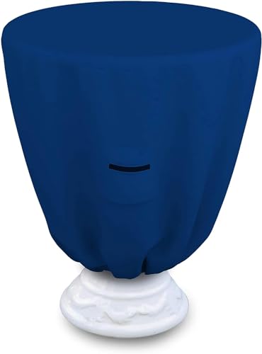 Covers & all Round Bird Bath Cover, Feeder Bowl Well Winter cover with Elastic, 18 Oz heavy duty Waterproof UV Weather Resistant Outside Garden Backyard Basin Fountain (21" Diameter x 18" H, Blue)