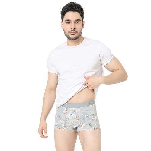 Image of Underjeans by Spykar Men Super Premium Bonded Elastic Light Grey Trunk