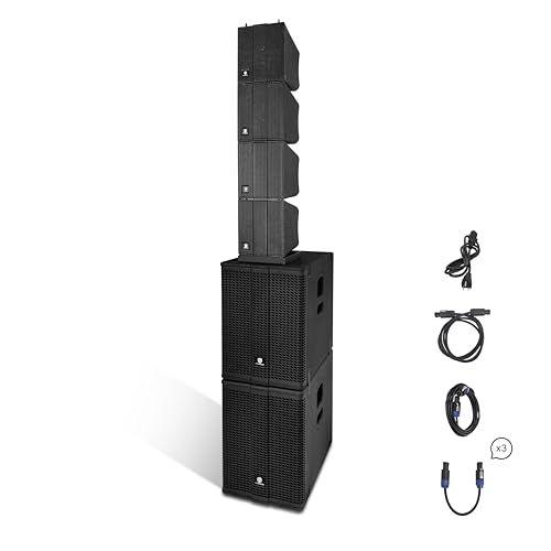PRORECK Stage Pro 12 8000W Powerful PA Speaker System with 4 Line Array Speakers, Dual 12