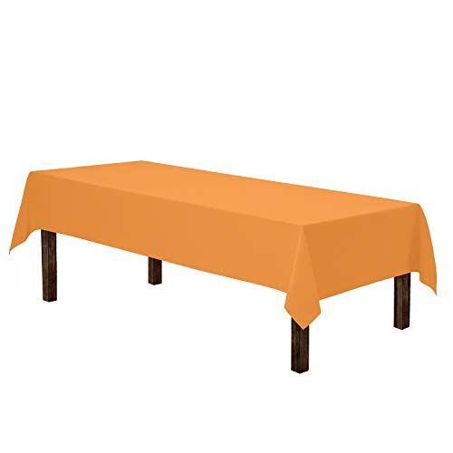 Image of Gee Di Moda Rectangle Tablecloth - 60 x 84 Inch Orange Table Cloth for 5 Foot Rectangle Tables - Heavy Duty Washable Fabric - for Holiday Party, Dinner, Weddings, Baby Shower & Events