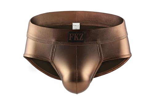 Gogobear Men's Shiny Metallic Boxer Briefs Bulge Pouch Bikinis Underpants Stage Clubwear Underwear