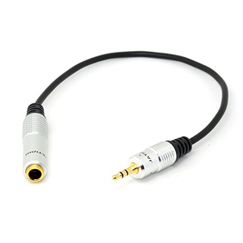 Adaptador de audio auxiliar 6.35mm hembra a 3.5mm macho 20cm miniatura 2