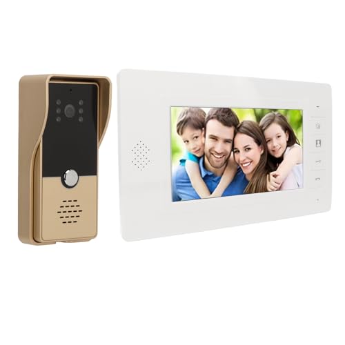 C¨¢Mara de Seguridad con Timbre Visual de 7 Pulgadas, Intercomunicaci¨®n con Monitor de Video, Visi¨®n Nocturna, de Videoportero con Cable