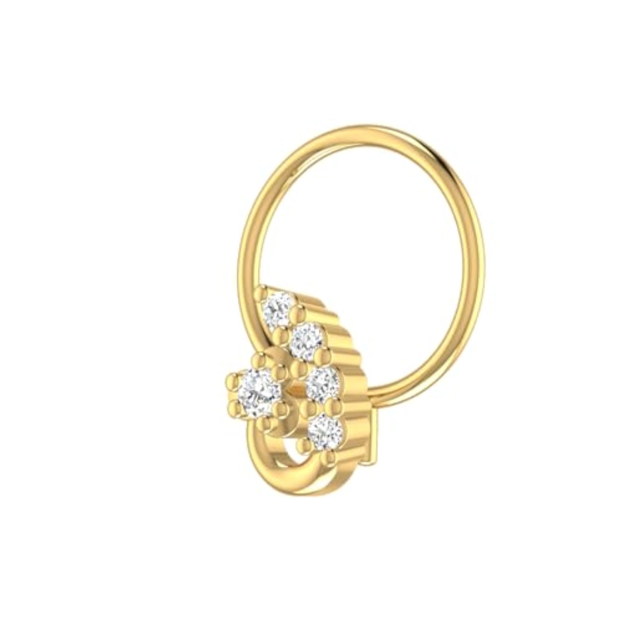 Women's 14Kt Yellow Gold Stud Nosering, Chic Design