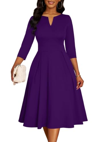 Image of Nmoder Midi Church Dress for Women A-Line Casual Work Dress