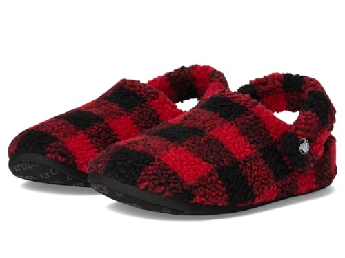 Crocs Unisex Niño Classic Buff Check Cozzzy Slipper K Zapatillas, Varsity Red/Black, 33/34 EU