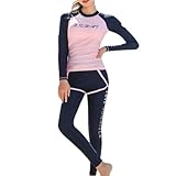 Women's Long-Sleeve Swimming Suits Sun UV-Protect Bodysuits for Surfing Diving Snorkeling 3pcs Summer Beach (Pink,S,Women,Female,US,Alpha,Small,Regular,Regular)