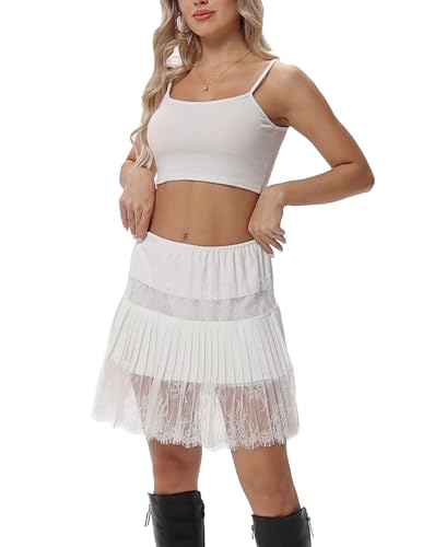 Image of Vanrose Jan Lace Shirt Extender for Women Layering Fake Top Lower Sweep Shirt Hollow Half Length Skirt