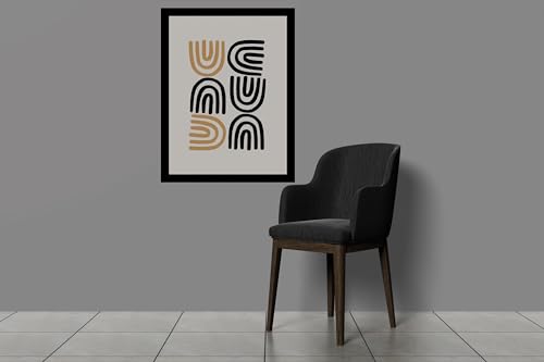 Image of BLINKART Vintage Bauhaus Retro Geometric Aesthetic Poster Gallery | Colorful Wrap Framed For Home Office Studio Living Room Modern Art Studio Decoration Abstract Shapes | (d72) | 13x10 Inch