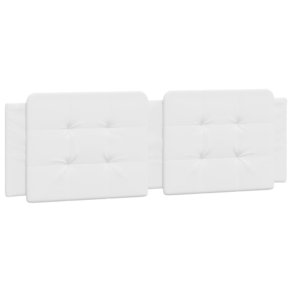 vidaXL Cabecero de Cama Acolchado, Cabecera Tapizada de Cojín, Cabezal de Almohada Colgante, Mueble de Dormitorio, Cuero Sintético Blanco 160 cm