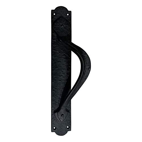 Adonai Hardware "Cappadocia Heavy Duty Antique Cast Iron Decorative Door Pull with Plate for Vintage Sliding French Wooden Barn Doors, Gates, Fences,