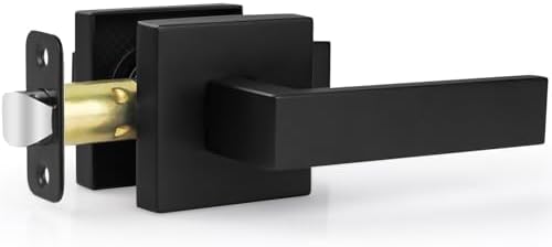 Estmoon 1 Pack Passage Door Handle Matte Black Door Lever, Interior Door Knob Square Heavy...