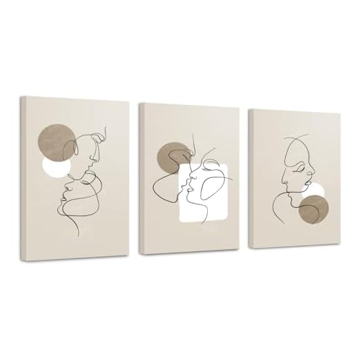 Pavenis Home: Set 3 - Lienzo Decorativo Para Pared - Cuadros Decoracion Dormitorios - Abstracto - Listos para Colgar (30x40cm) (El Beso Eterno)