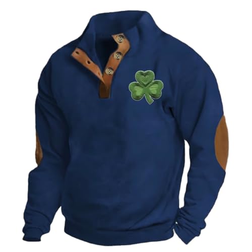 Camisa verde para hombre del Día de San Patricio 2025, sudadera con capucha para hombre, de invierno, de terciopelo grueso, cálido, a prueba de frío, sudadera pesada para hombre, azul marino, XXL
