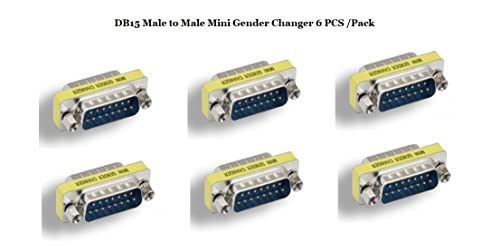D-Sub Serial Mini Gender Changer Coupler Adapter (Mini Gender Changer, 6 Pcs/Pack) (Db15, Male To Male) #TOP2