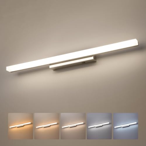 Yafido 60CM LED Lampe Miroir Salle de Bain, 5 Températures de Couleur IP44 Applique Murale Salle de Bain, 14W 1230LM Chrome Luminaire Vasque 220V, Blanc...