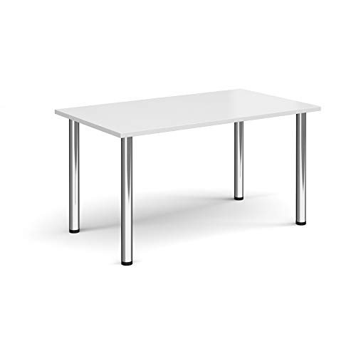 Mr Office Rectangular radial leg meeting table - chrome legs, White, 1400