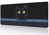 Alfombrilla Ratón Negro, Mousepad XXL Gaming 1200x600x3mm - Base Goma Anti-Deslizante, Superficie Suave para Máxima Precisión, Impermeable Duradera, Extra Grande para Casa y Trabajo (Gato) M1-647